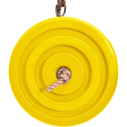 Schotelschommel voor kinderen max 75 kg belasting geel - Ronde schommel - Makkelijk op te hangen - Touwlengte 110 t/m 190cm