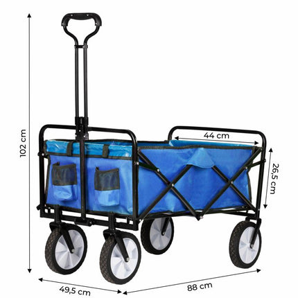 Multistore Bolderkar opvouwbaar 100L en 80kg draagkracht - strandkar - bolderwagen - blauw