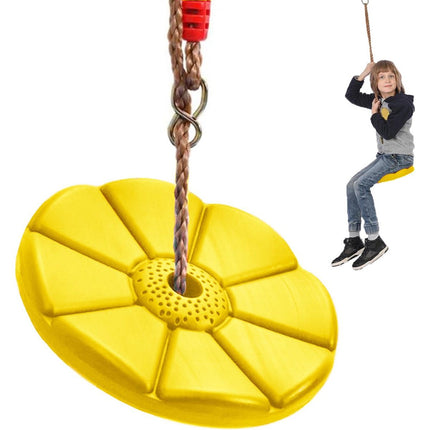 Schotelschommel voor kinderen max 75 kg belasting geel - Ronde schommel - Makkelijk op te hangen - Touwlengte 110 t/m 190cm