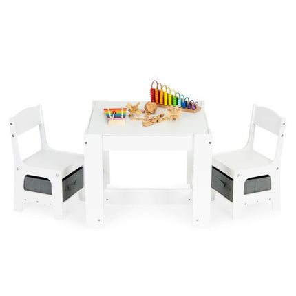 Dubbelzijdige kindertafel met stoeltjes 63x63x51cm wit