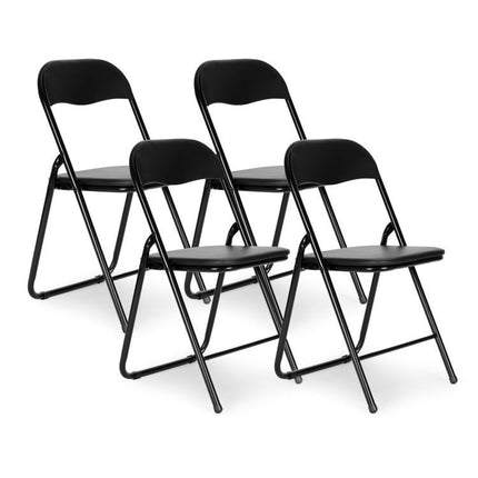 Modern Home set van 4 klapstoelen met een zithoogte van 44.5 cm zwart - gemakkelijk op te bergen