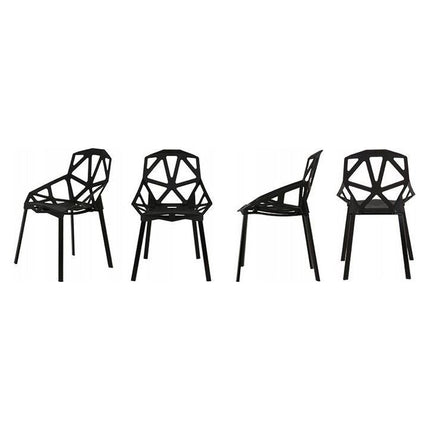 Modern Home set van 4 design geometrische kuipstoelen - Eetkamer stoelen - Zwart