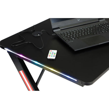 Modern Home gaming desk met RGB LED verlichting - game bureau - 120 x 60 x 73 cm zwart