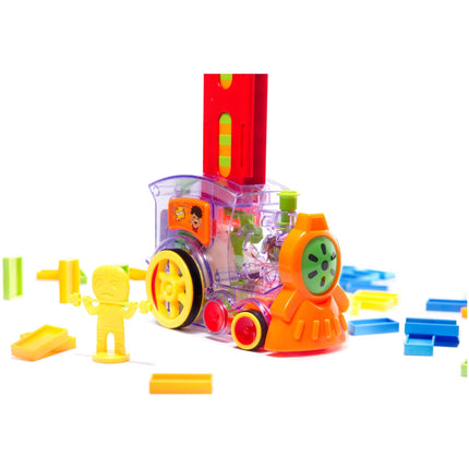 2de kansje 82-delige speelgoed domino trein inclusief stenen paars - Voor het automatisch neerzetten van domino stenen