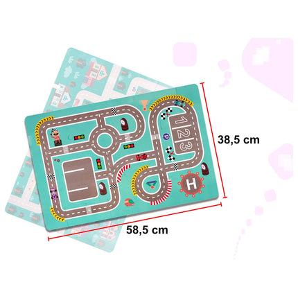 160-delige educatieve houten blokken set stad met racebaan in opbergdoos