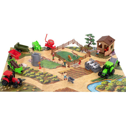 48-delige speelgoed boerderij met dieren, speelmat en tractoren - Boerderijspeelgoed