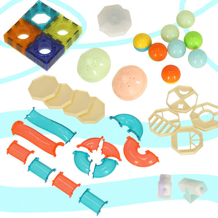 49 delige lichtgevende magnetische knikkerbaan - STEM speelgoed - Geschikt vanaf 3 jaar