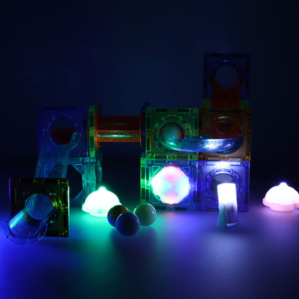 49 delige lichtgevende magnetische knikkerbaan - STEM speelgoed - Geschikt vanaf 3 jaar