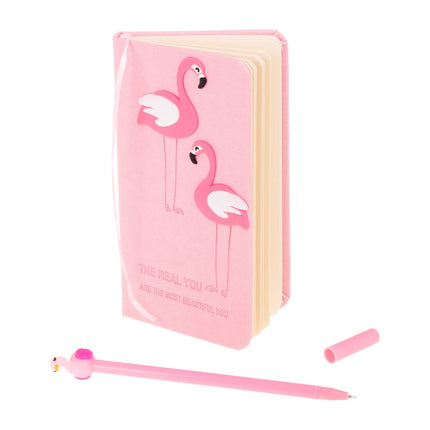 Dagboek flamingo notitieboek met pen roze - Notitieboek of dagboek