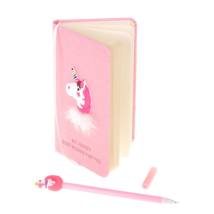 Dagboek unicorn notitieboek met pen roze - Notitieboek of dagboek eenhoorn
