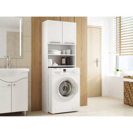 Modern Home wasmachine kast met 2 deuren en 4 planken - Geschikt voor wasmachines van maximaal 89 x 60,8 cm - Wasmachine ombouw - Wit