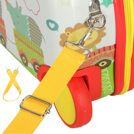 PerPhoenix Ride On Reiskoffer Kinderen Dierentuin Motief 45 cm x 31,5 cm x 22 cm - Zoo Design Handbagage op Wielen - Maximaal 20 kg Belasting