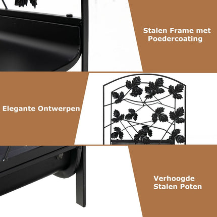 Trendmix Metalen Brandhoutrek - Houtopslag Binnen en Buiten  - Haardhout Rek 48 x 34 x 41 cm Zwart