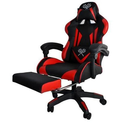 Dunmoon deluxe verstelbare game stoel met uitschuifbare voetensteun zwart/rood