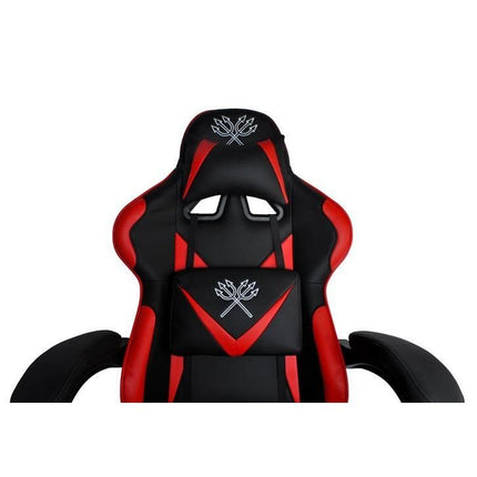 Dunmoon deluxe verstelbare game stoel met uitschuifbare voetensteun zwart/rood