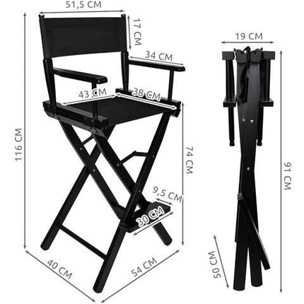 2de kansje Beautylushh professionele hoge make-up / regisseurs stoel verstelbaar 116 cm zwart