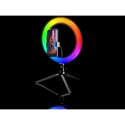 LED Ringlamp met Tripod 26 cm RGB verlichting en verschillende kleuren 9cm hoogte