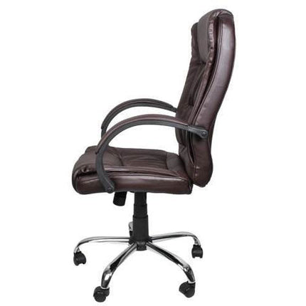Malatec ergonomische bureaustoel gemaakt van bruin eco-leer verrijdbaar en in hoogte verstelbaar