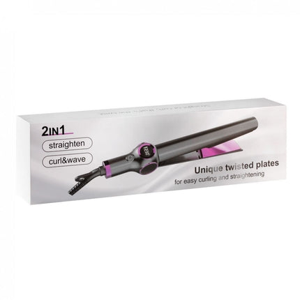 Kessner Twist & Curl 2‑in‑1 Stijltang/Krultang – Keramische platen - 140 ‑ 230 °C - Inclusief handschoen, 2 haarclips & kam