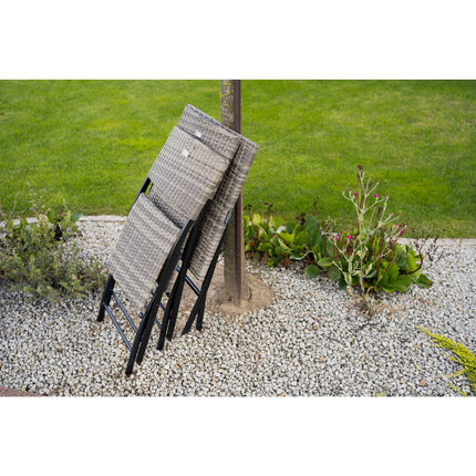 Teesa Andy 3-delige inklapbare tuinmeubel set - balkonset - bistroset met 2 stoelen en 1 tafel gemaakt van rotan grijs beige