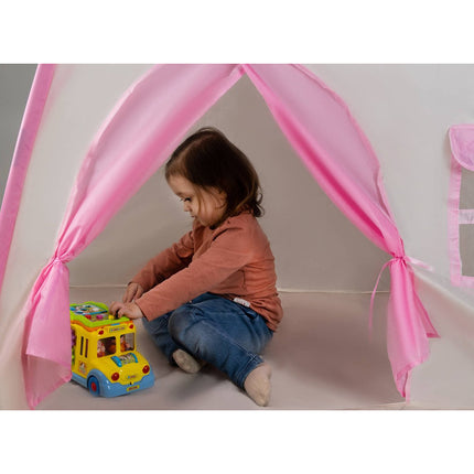 Kruzzel speeltent / kindertent XL met LED verlichting wit / roze