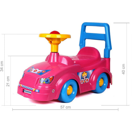 Ride-on TechnoK Prinsess loopauto met claxon en rugsteun - Roze - Kinderauto