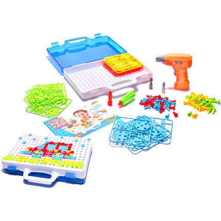 151 delige educatieve constructie bouw puzzel bouw set + speelgoed boormachine en schroeven vanaf 3 jaar