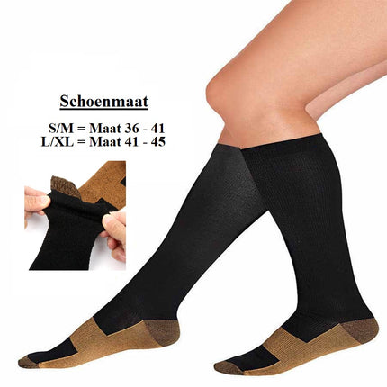 Premium medic compressiekousen tegen vermoeide benen - Sportsokken - Compressie sokken - Maat 41-45 L/XL
