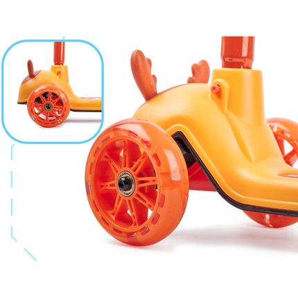 Balans driewieler kinderstep hert ontwerp met lichtgevende wielen vanaf 3 jaar - stuur tot 70 cm - geschikt tot 40kg