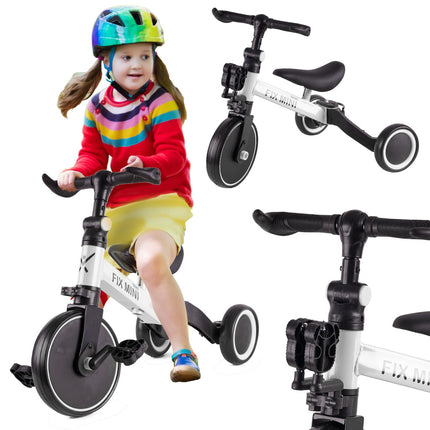 Fix Mini 3 in 1 driewieler trike met pedalen tot 30kg van 1,5 - 4 jaar oud wit  / zwart