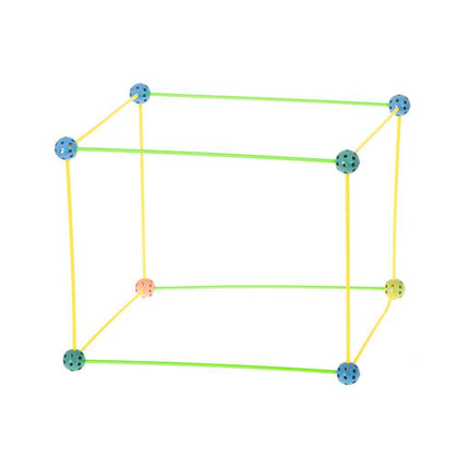 Geometrische constructie XXL set 480 delig - Bouwrietjes in opbergbox - Maak je eigen bouwwerken