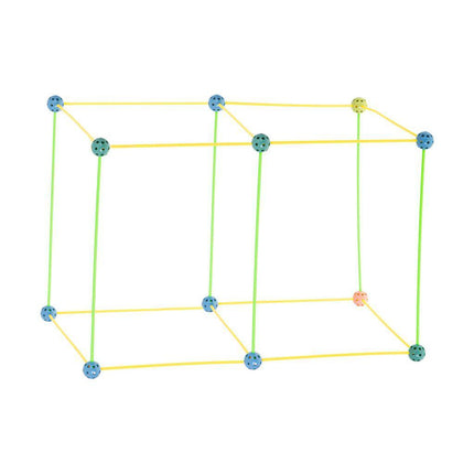 Geometrische constructie XXL set 480 delig - Bouwrietjes in opbergbox - Maak je eigen bouwwerken