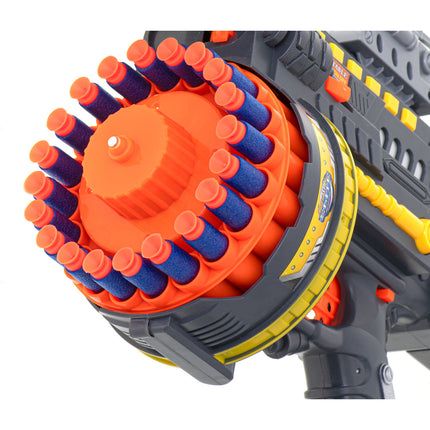 Drum Blaster cilinder geweer - Inclusief 40 pijlen - Met schietschijf - Machinegeweer - Pijltjes pistool - Schietspeelgoed - Blauw