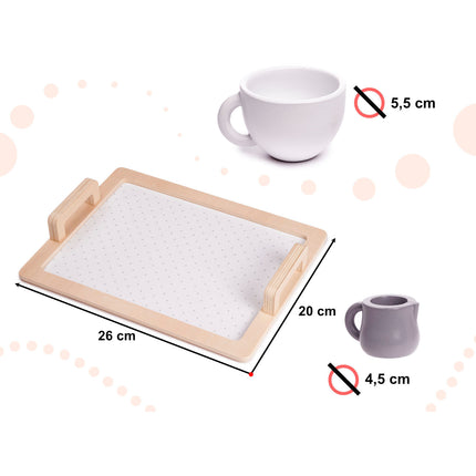 14 delige houten theeservies - koffieservies voor kinderen -houten servies set - duurzaam