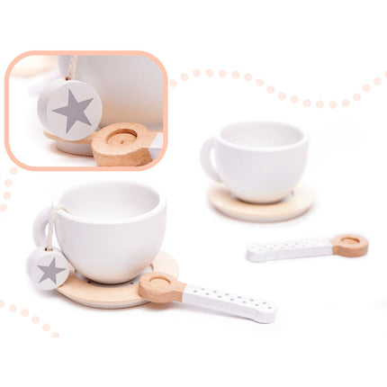 14 delige houten theeservies - koffieservies voor kinderen -houten servies set - duurzaam