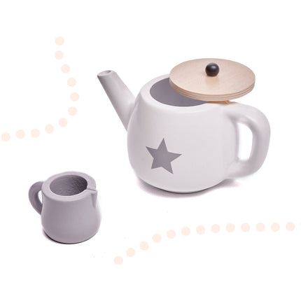 14 delige houten theeservies - koffieservies voor kinderen -houten servies set - duurzaam