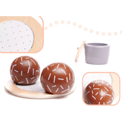 14 delige houten theeservies - koffieservies voor kinderen -houten servies set - duurzaam