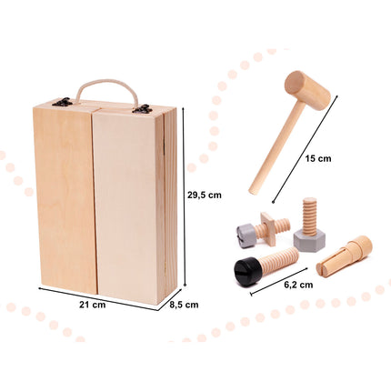 Duurzaam houten speelgoed gereedschapskist met accessoires