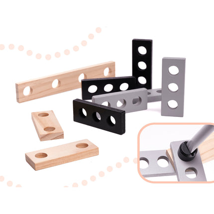 Duurzaam houten speelgoed gereedschapskist met accessoires