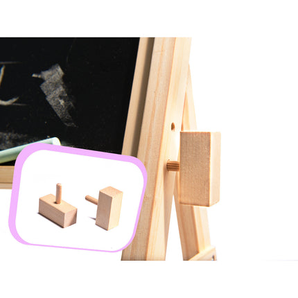 Houten 2 in 1 staand krijtbord en whitboard inclusief magnetische letters krijt en markeerstift- telraam - schoolbord - tekenbord - 39 x 37 x 90 cm