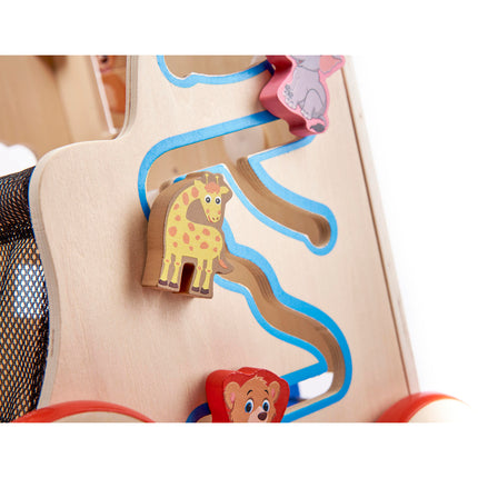 6 in 1 educatieve houten loopwagen - activiteiten looptrainer 31.5 x 33 x 50 cm