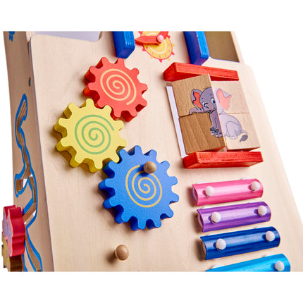 6 in 1 educatieve houten loopwagen - activiteiten looptrainer 31.5 x 33 x 50 cm