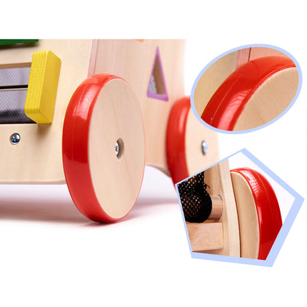 6 in 1 educatieve houten loopwagen - activiteiten looptrainer 31.5 x 33 x 50 cm