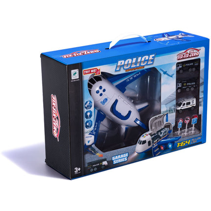 Speelgoed vliegtuig met licht en geluid + 3 politie auto voertuigen