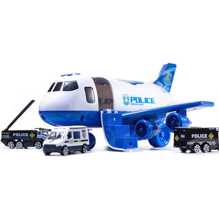 Speelgoed vliegtuig met licht en geluid + 3 politie auto voertuigen