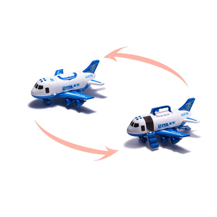 Speelgoed vliegtuig met licht en geluid + 3 politie auto voertuigen