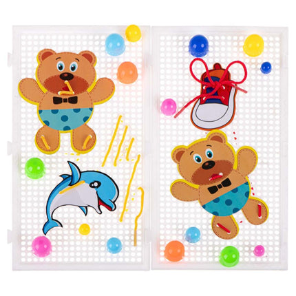 603 Delige insteekmozaïek bord met veters en afbeeldingen unieke leerzame set - naaiset - rijgen