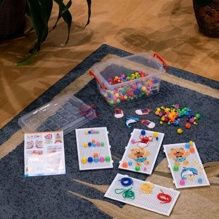 603 Delige insteekmozaïek bord met veters en afbeeldingen unieke leerzame set - naaiset - rijgen