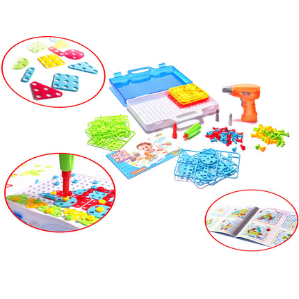 151 delige educatieve constructie bouw puzzel bouw set + speelgoed boormachine en schroeven vanaf 3 jaar