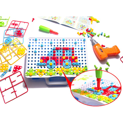 151 delige educatieve constructie bouw puzzel bouw set + speelgoed boormachine en schroeven vanaf 3 jaar